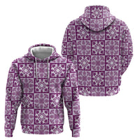 Poni Palaka Quilt Hawaii Hoodie Hawaiian Tropical Monstera Sea Turtle