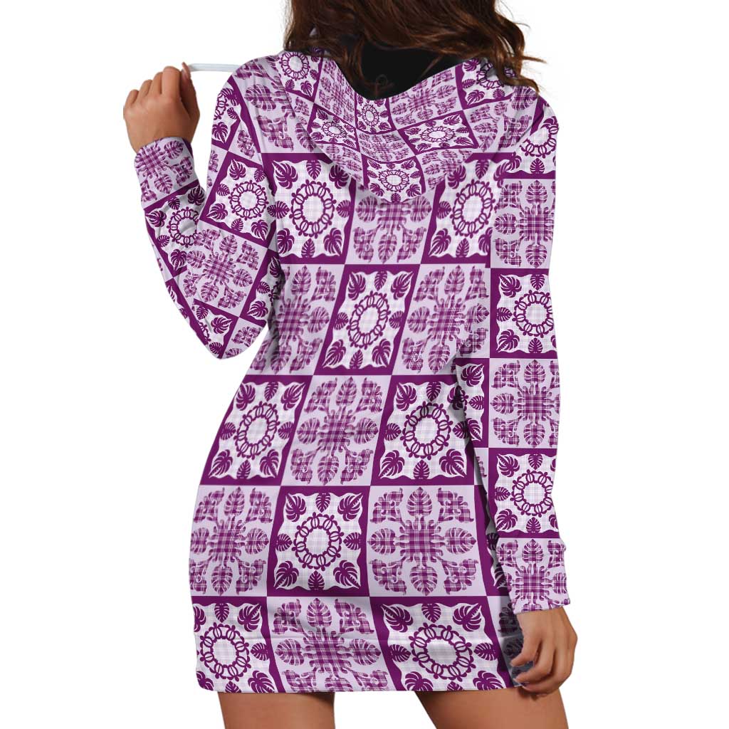 Poni Palaka Quilt Hawaii Hoodie Dress Hawaiian Tropical Monstera Sea Turtle LT14 - Polynesian Pride