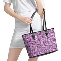 Poni Palaka Quilt Hawaii Leather Tote Bag Hawaiian Tropical Monstera Sea Turtle LT14 - Polynesian Pride