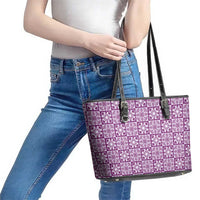 Poni Palaka Quilt Hawaii Leather Tote Bag Hawaiian Tropical Monstera Sea Turtle LT14 - Polynesian Pride
