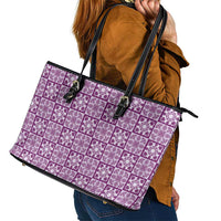 Poni Palaka Quilt Hawaii Leather Tote Bag Hawaiian Tropical Monstera Sea Turtle LT14 - Polynesian Pride