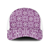 Poni Palaka Quilt Hawaii Mesh Trucker Cap Hawaiian Tropical Monstera Sea Turtle