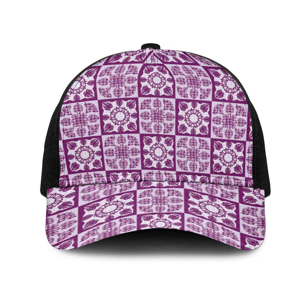 Poni Palaka Quilt Hawaii Mesh Trucker Cap Hawaiian Tropical Monstera Sea Turtle