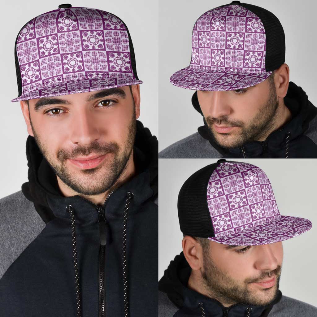Poni Palaka Quilt Hawaii Mesh Trucker Cap Hawaiian Tropical Monstera Sea Turtle
