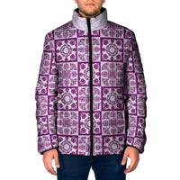 Poni Palaka Quilt Hawaii Padded Jacket Hawaiian Tropical Monstera Sea Turtle LT14 Men Purple - Polynesian Pride