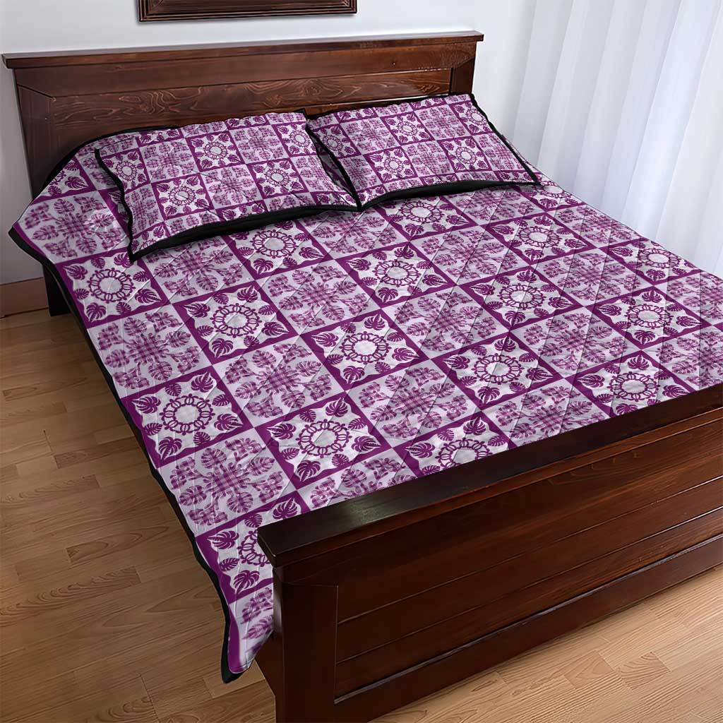 Poni Palaka Quilt Hawaii Quilt Bed Set Hawaiian Tropical Monstera Sea Turtle