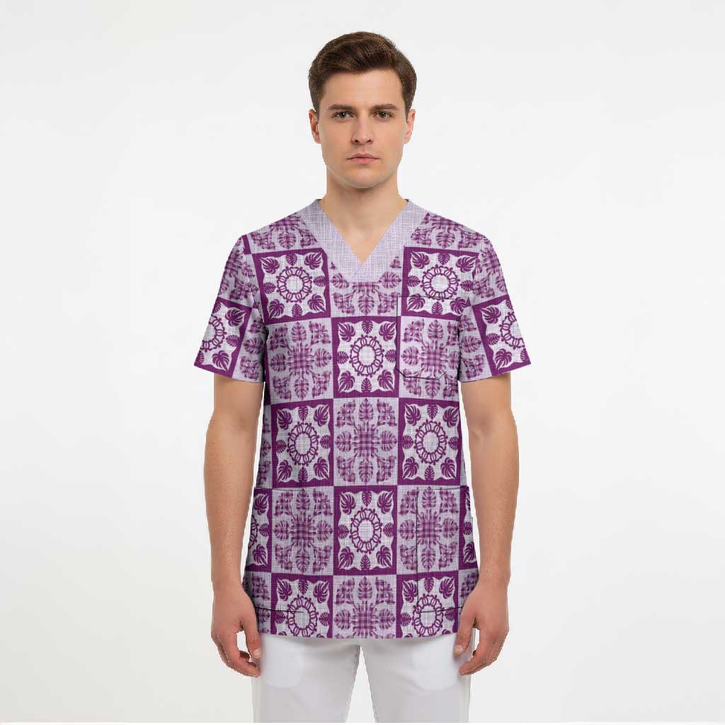 Poni Palaka Quilt Hawaii Scrub Top Hawaiian Tropical Monstera Sea Turtle LT14 - Polynesian Pride