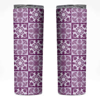 Poni Palaka Quilt Hawaii Skinny Tumbler Hawaiian Tropical Monstera Sea Turtle LT14 Purple - Polynesian Pride