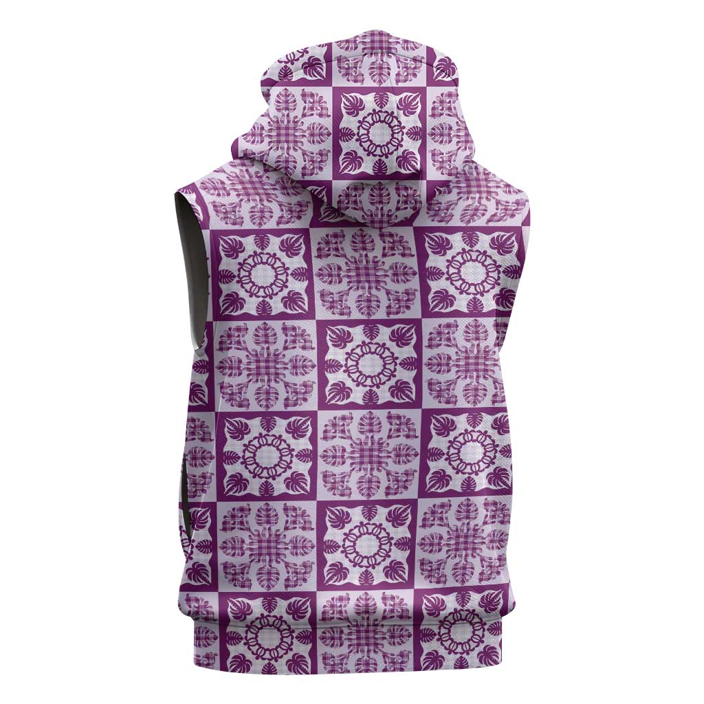 Poni Palaka Quilt Hawaii Sleeveless Hoodie Hawaiian Tropical Monstera Sea Turtle LT14 - Polynesian Pride