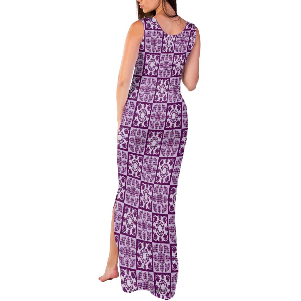 Poni Palaka Quilt Hawaii Tank Maxi Dress Hawaiian Tropical Monstera Sea Turtle