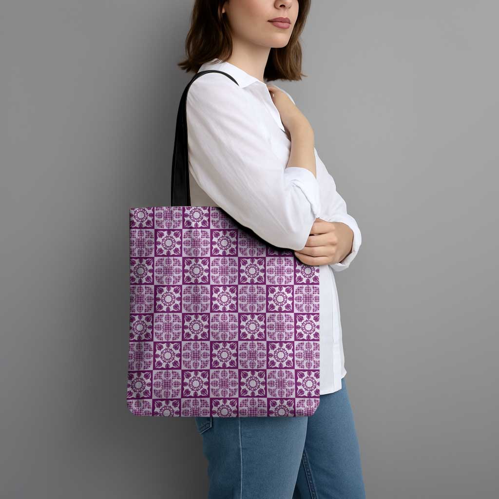 Poni Palaka Quilt Hawaii Tote Bag Hawaiian Tropical Monstera Sea Turtle