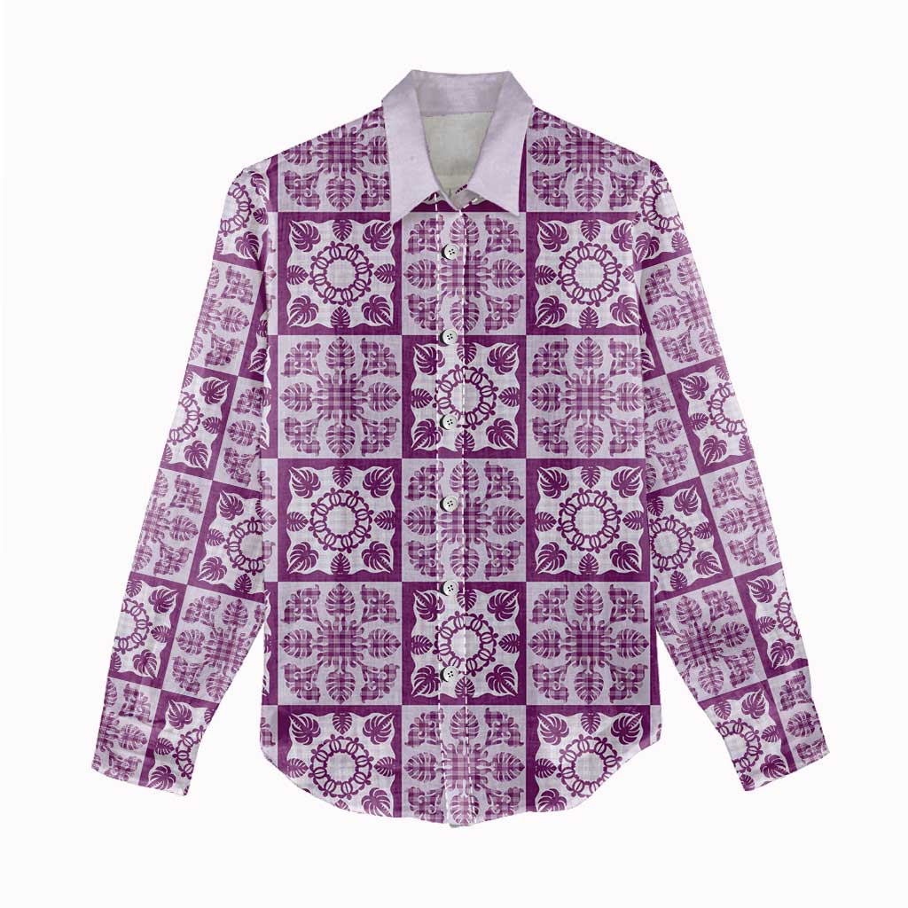 Poni Palaka Quilt Hawaii Women Casual Shirt Hawaiian Tropical Monstera Sea Turtle LT14 - Polynesian Pride