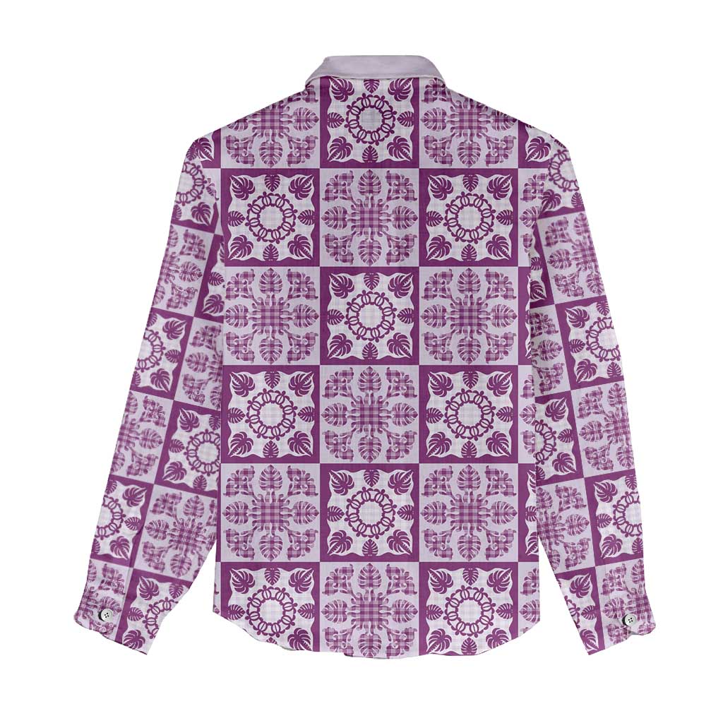 Poni Palaka Quilt Hawaii Women Casual Shirt Hawaiian Tropical Monstera Sea Turtle LT14 - Polynesian Pride