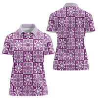 Poni Palaka Quilt Hawaii Women Polo Shirt Hawaiian Tropical Monstera Sea Turtle LT14 - Polynesian Pride