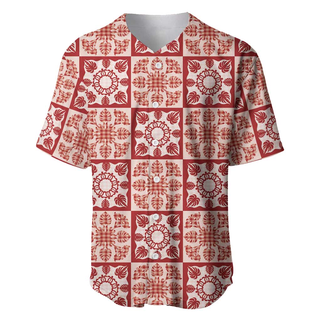 Ulaula Palaka Quilt Hawaii Baseball Jersey Hawaiian Tropical Monstera Sea Turtle