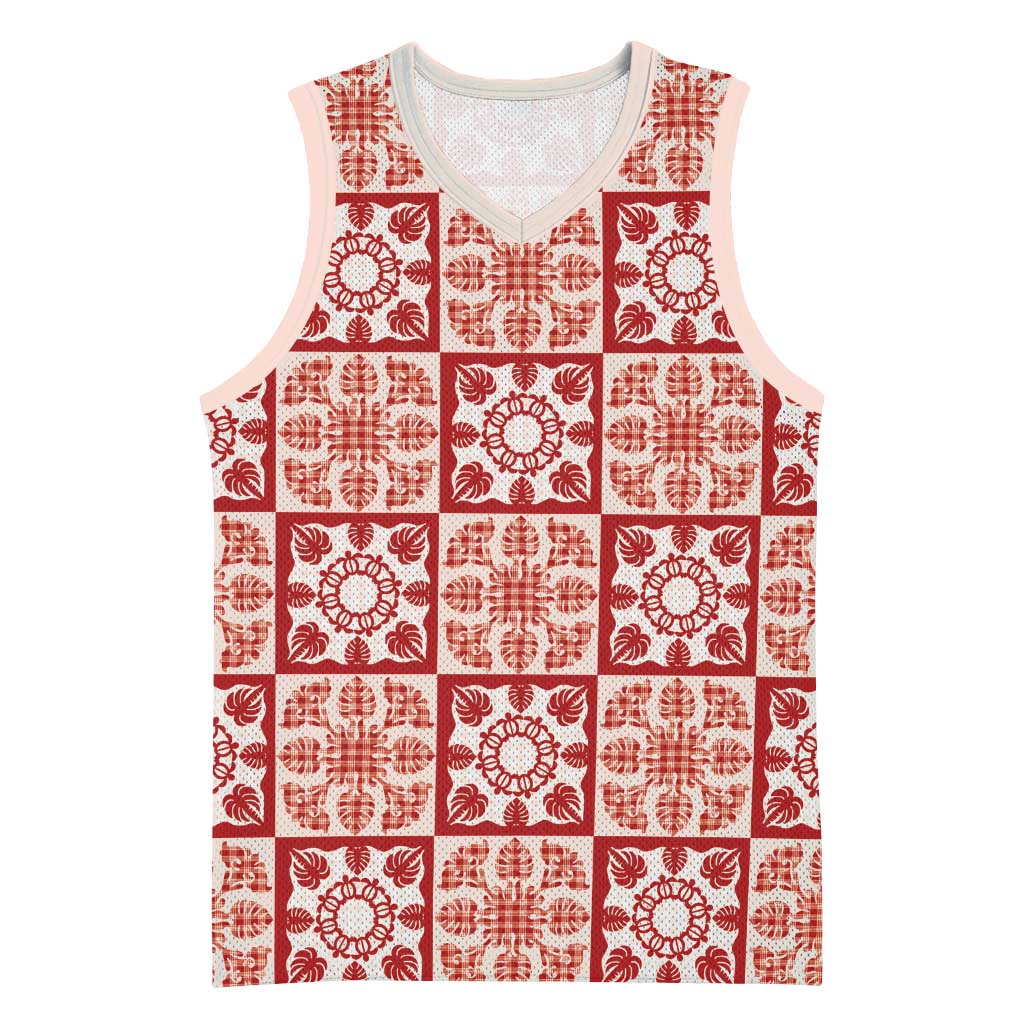 Ulaula Palaka Quilt Hawaii Basketball Jersey Hawaiian Tropical Monstera Sea Turtle