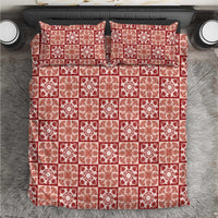 Ulaula Palaka Quilt Hawaii Bedding Set Hawaiian Tropical Monstera Sea Turtle