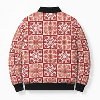 Ulaula Palaka Quilt Hawaii Bomber Puffer Jacket Hawaiian Tropical Monstera Sea Turtle