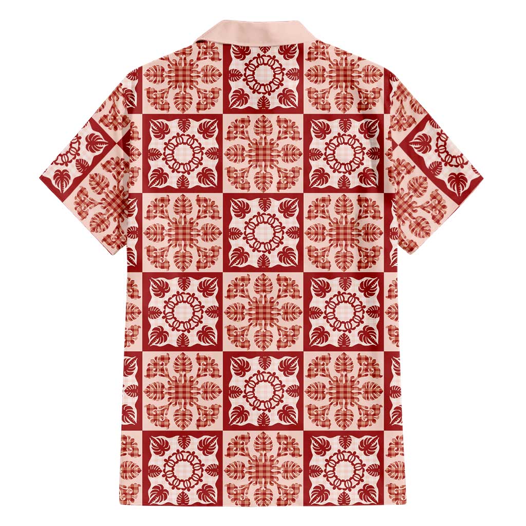 Ulaula Palaka Quilt Hawaii Family Matching Off Shoulder Short Dress and Hawaiian Shirt Hawaiian Tropical Monstera Sea Turtle LT14 - Polynesian Pride