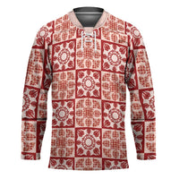 Ulaula Palaka Quilt Hawaii Hockey Jersey Hawaiian Tropical Monstera Sea Turtle