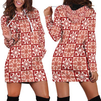 Ulaula Palaka Quilt Hawaii Hoodie Dress Hawaiian Tropical Monstera Sea Turtle LT14 - Polynesian Pride