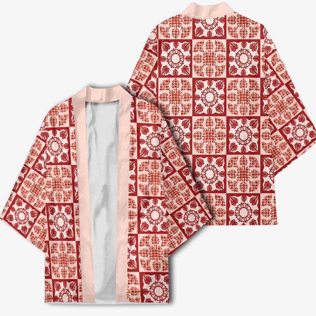 Ulaula Palaka Quilt Hawaii Kimono Hawaiian Tropical Monstera Sea Turtle