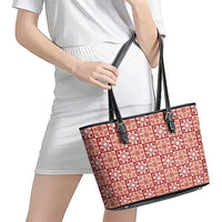 Ulaula Palaka Quilt Hawaii Leather Tote Bag Hawaiian Tropical Monstera Sea Turtle LT14 - Polynesian Pride