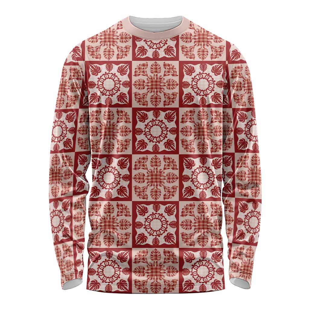 Ulaula Palaka Quilt Hawaii Long Sleeve Shirt Hawaiian Tropical Monstera Sea Turtle