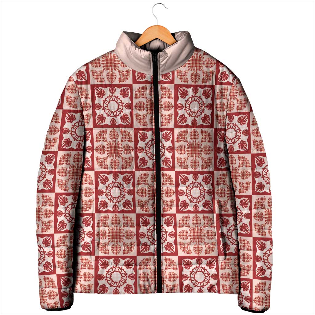Ulaula Palaka Quilt Hawaii Padded Jacket Hawaiian Tropical Monstera Sea Turtle