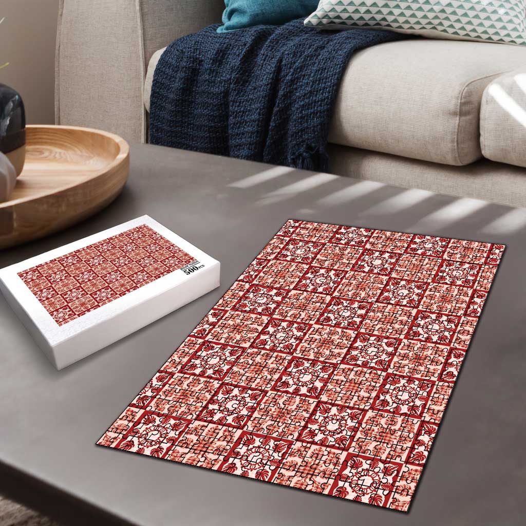 Ulaula Palaka Quilt Hawaii Puzzle Hawaiian Tropical Monstera Sea Turtle