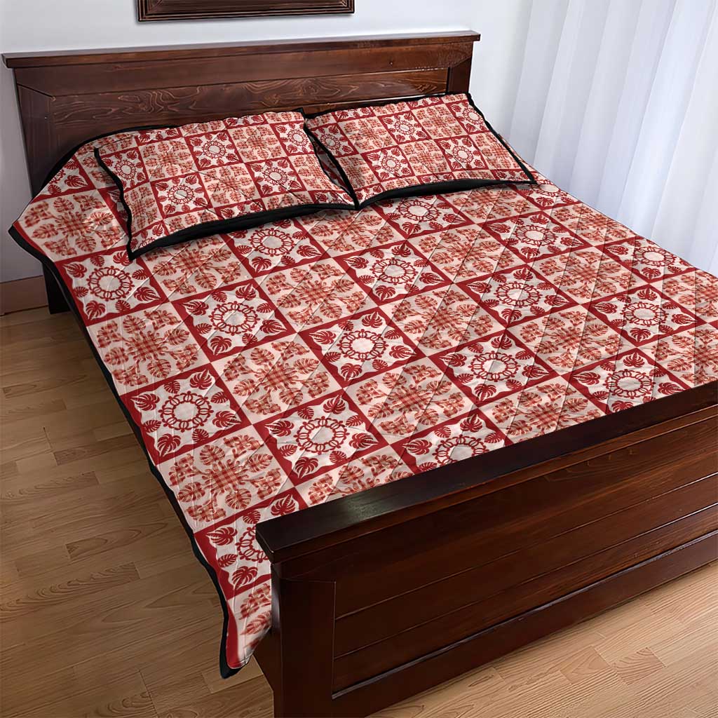 Ulaula Palaka Quilt Hawaii Quilt Bed Set Hawaiian Tropical Monstera Sea Turtle