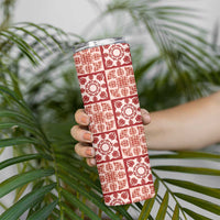 Ulaula Palaka Quilt Hawaii Skinny Tumbler Hawaiian Tropical Monstera Sea Turtle LT14 - Polynesian Pride