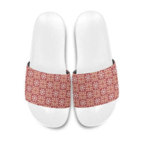 Ulaula Palaka Quilt Hawaii Slide Sandals Hawaiian Tropical Monstera Sea Turtle