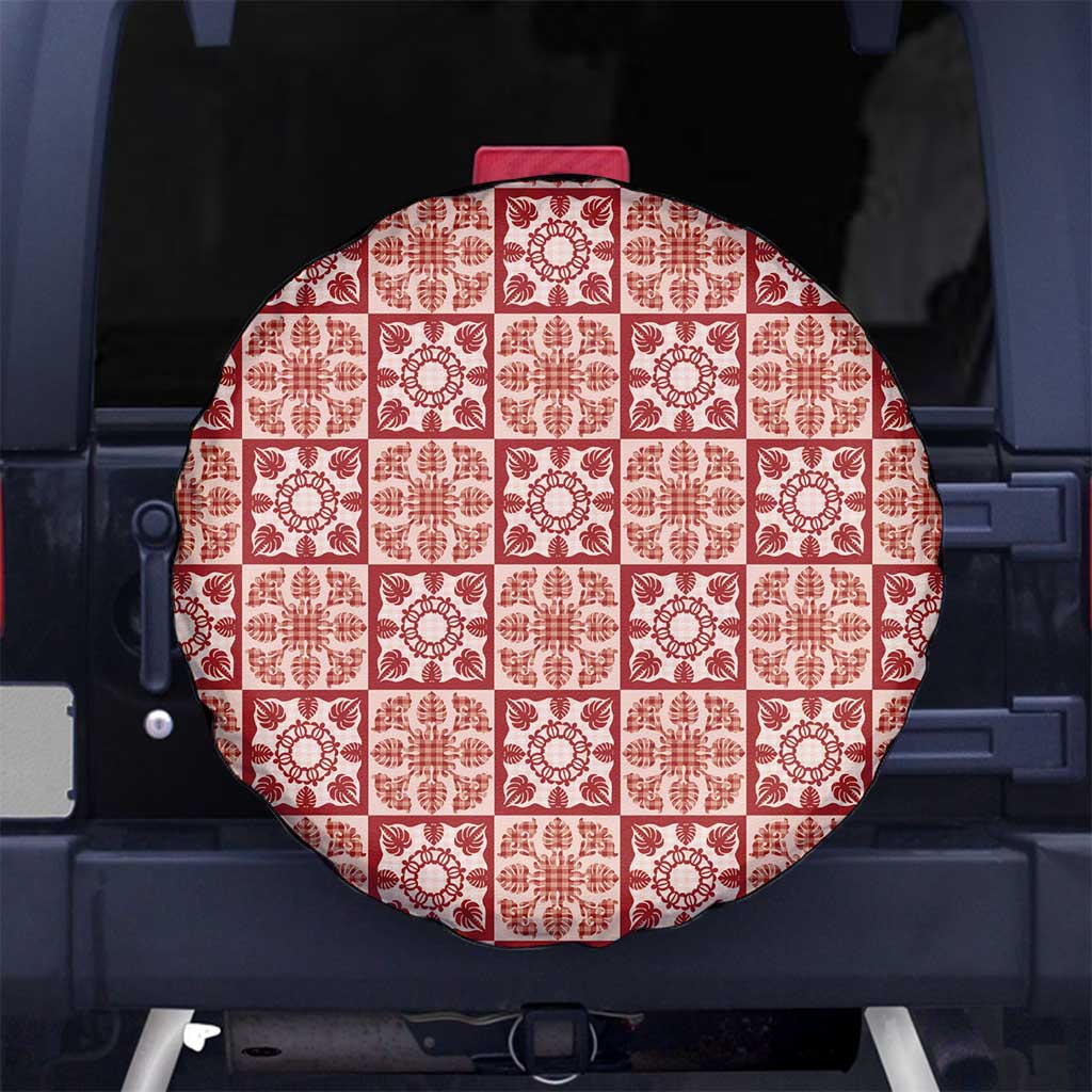 Ulaula Palaka Quilt Hawaii Spare Tire Cover Hawaiian Tropical Monstera Sea Turtle