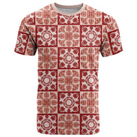 Ulaula Palaka Quilt Hawaii T Shirt Hawaiian Tropical Monstera Sea Turtle