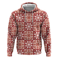 Ulaula Palaka Quilt Hawaii Zip Hoodie Hawaiian Tropical Monstera Sea Turtle