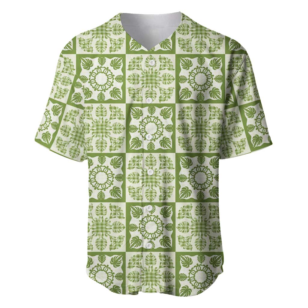 Omaomao Palaka Quilt Hawaii Baseball Jersey Hawaiian Tropical Monstera Sea Turtle LT14 Green - Polynesian Pride