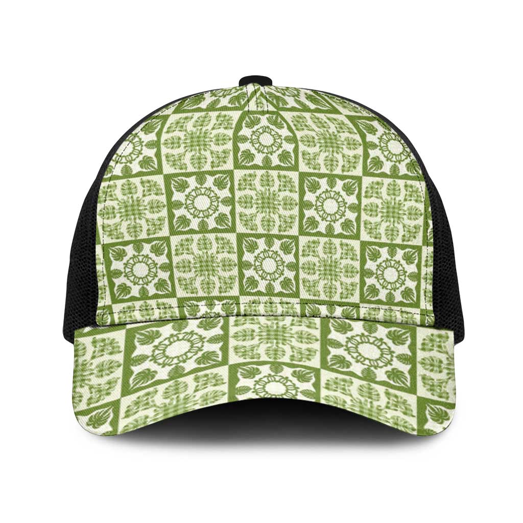 Omaomao Palaka Quilt Hawaii Baseball Net Cap Hawaiian Tropical Monstera Sea Turtle