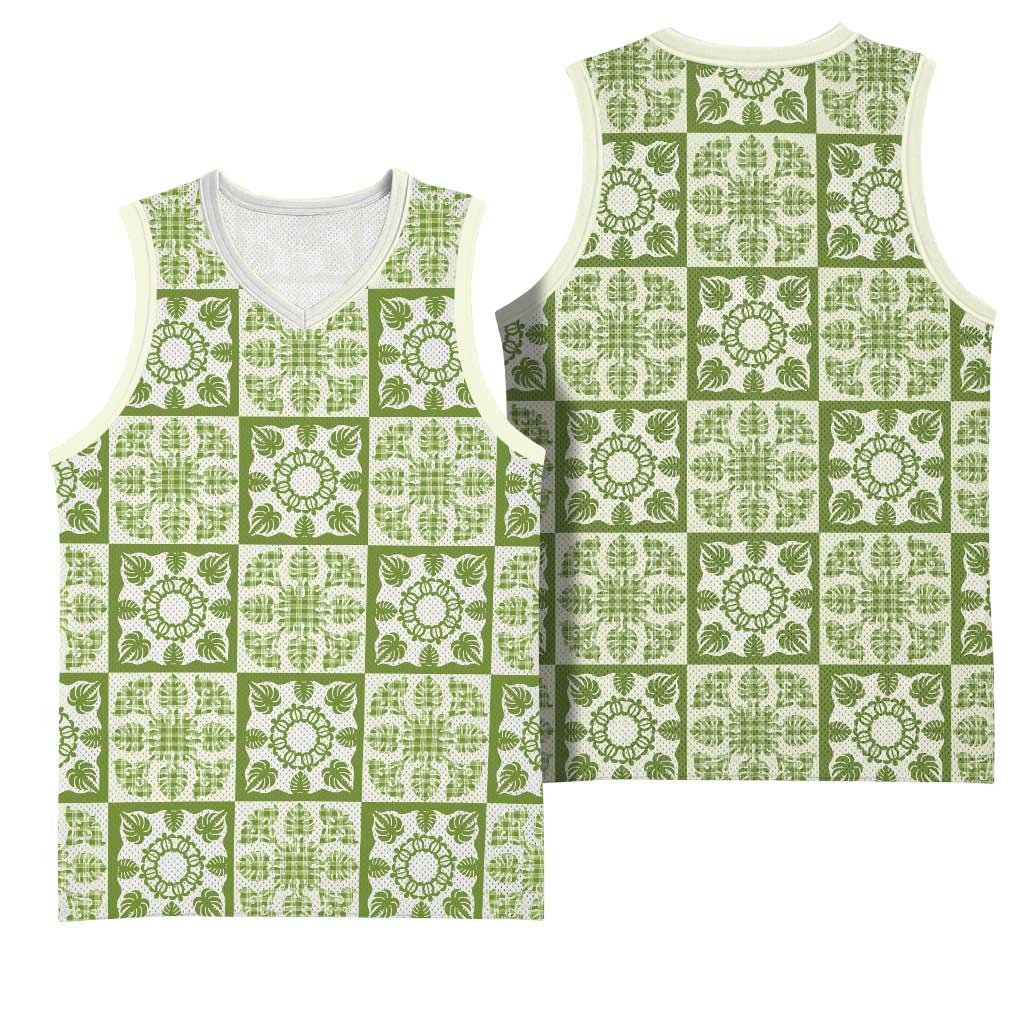 Omaomao Palaka Quilt Hawaii Basketball Jersey Hawaiian Tropical Monstera Sea Turtle