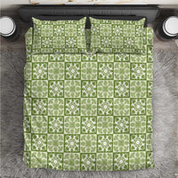 Omaomao Palaka Quilt Hawaii Bedding Set Hawaiian Tropical Monstera Sea Turtle LT14 Green - Polynesian Pride