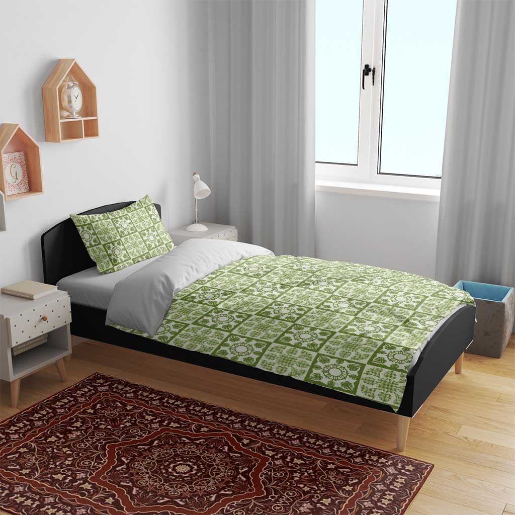Omaomao Palaka Quilt Hawaii Bedding Set Hawaiian Tropical Monstera Sea Turtle LT14 - Polynesian Pride