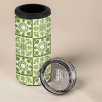 Omaomao Palaka Quilt Hawaii 4 in 1 Can Cooler Tumbler Hawaiian Tropical Monstera Sea Turtle LT14 - Polynesian Pride