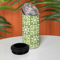 Omaomao Palaka Quilt Hawaii 4 in 1 Can Cooler Tumbler Hawaiian Tropical Monstera Sea Turtle LT14 - Polynesian Pride