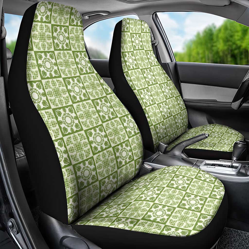 Omaomao Palaka Quilt Hawaii Car Seat Cover Hawaiian Tropical Monstera Sea Turtle