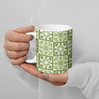 Omaomao Palaka Quilt Hawaii Ceramic Mug Hawaiian Tropical Monstera Sea Turtle