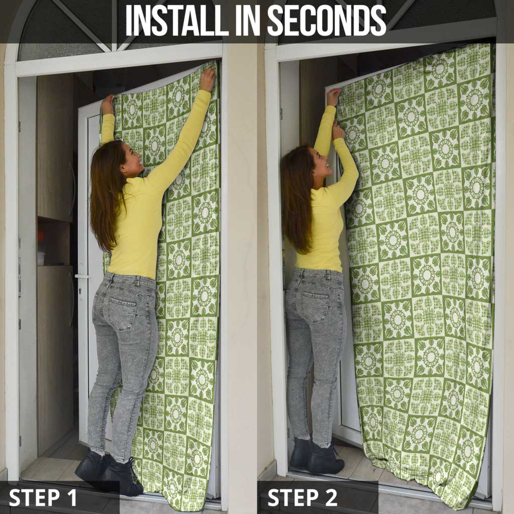 Omaomao Palaka Quilt Hawaii Door Cover Hawaiian Tropical Monstera Sea Turtle