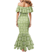 Omaomao Palaka Quilt Hawaii Family Matching Mermaid Dress and Hawaiian Shirt Hawaiian Tropical Monstera Sea Turtle LT14 - Polynesian Pride
