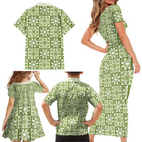 Omaomao Palaka Quilt Hawaii Family Matching Short Sleeve Bodycon Dress and Hawaiian Shirt Hawaiian Tropical Monstera Sea Turtle LT14 - Polynesian Pride