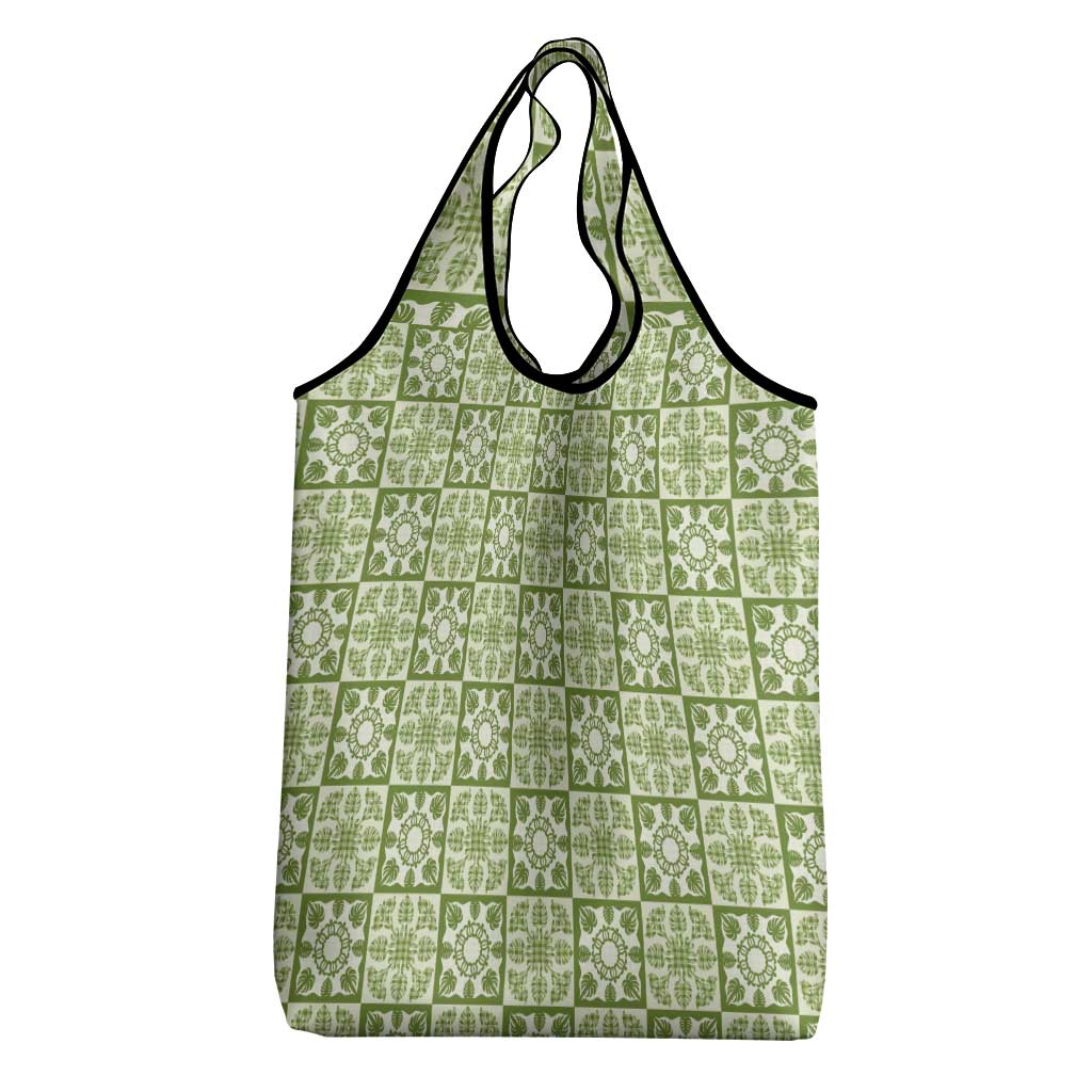 Omaomao Palaka Quilt Hawaii Grocery Bag Hawaiian Tropical Monstera Sea Turtle