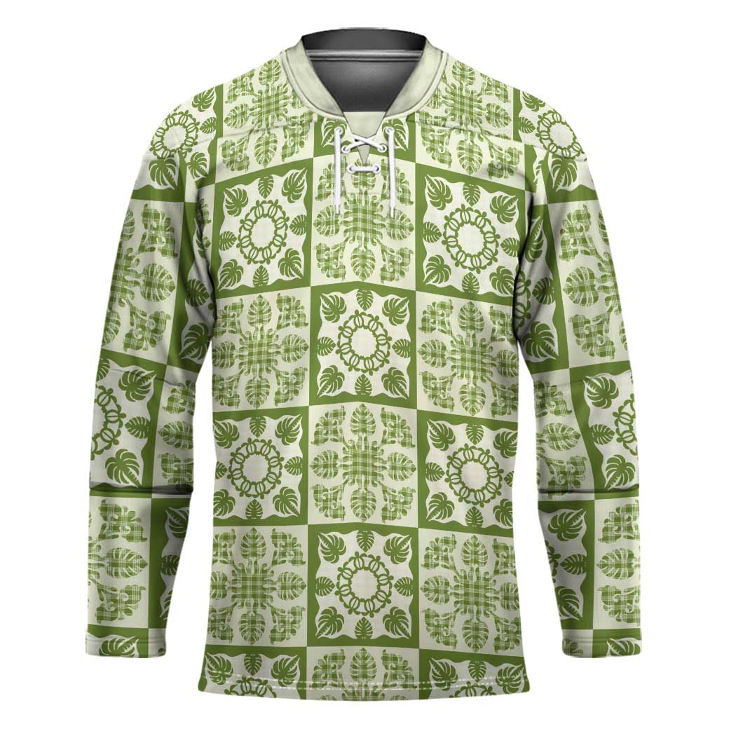 Omaomao Palaka Quilt Hawaii Hockey Jersey Hawaiian Tropical Monstera Sea Turtle